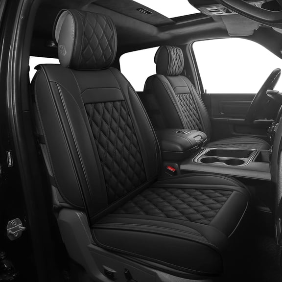 Seat Covers for Ram,Fit 2009-2025 1500/2500/3500 Pick-up ,Crew,Regular,Quad,Mega Cab, Synthetic Leather Seat Covers(2PCS-Front,Black)