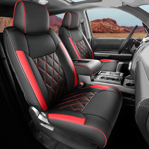 Seat Covers for Toyota Tundra, Custom Fit 2014-2021 Toyota Tundra Crewmax Double Cab SR5 Limited Platinum TRD Pro 1794 Edition with Waterproof Faux