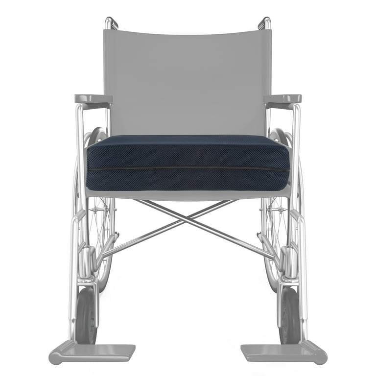 Seat Cushion-4" Thick Foam Pad With Handle, Machine Washable Cover-Comfort And Support In Wheelchair, Car, Desk, Office Chair By Bluestone (Navy Blue