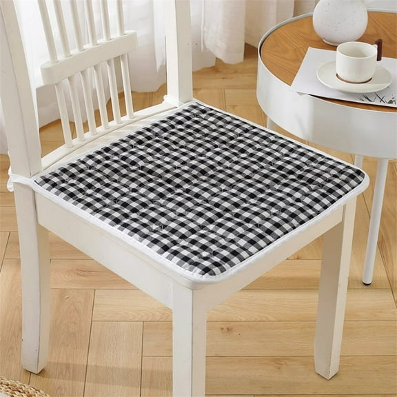 Seat Cushion under $5! kkbbma Seat Cushion for Dining Chairs, Cottons Non-Slip Kitchen Chair Pads with Ties, Plaid Sponge Chair Cushion for Kitchen Office Outdoor