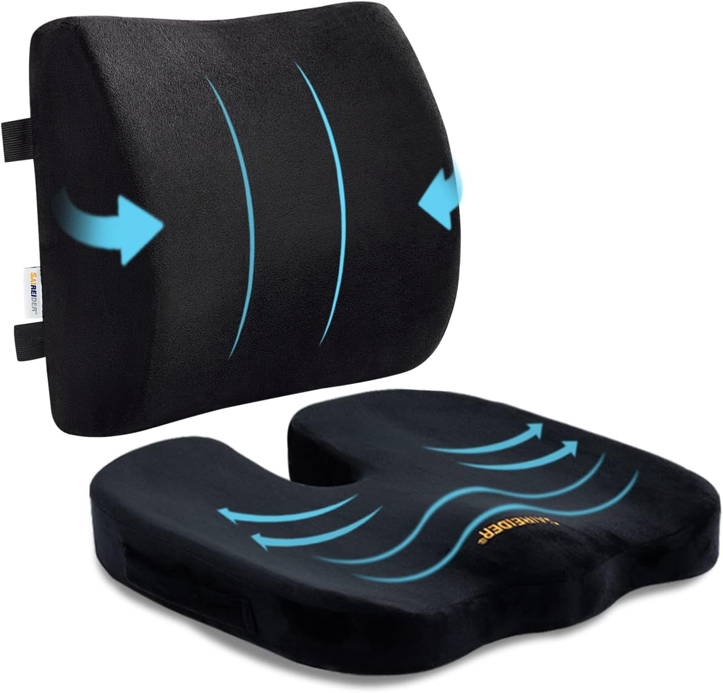 Seat Cushion And Lumbar Support Pillow For Office Chair, Memory Foam Car Seat Cushions Back