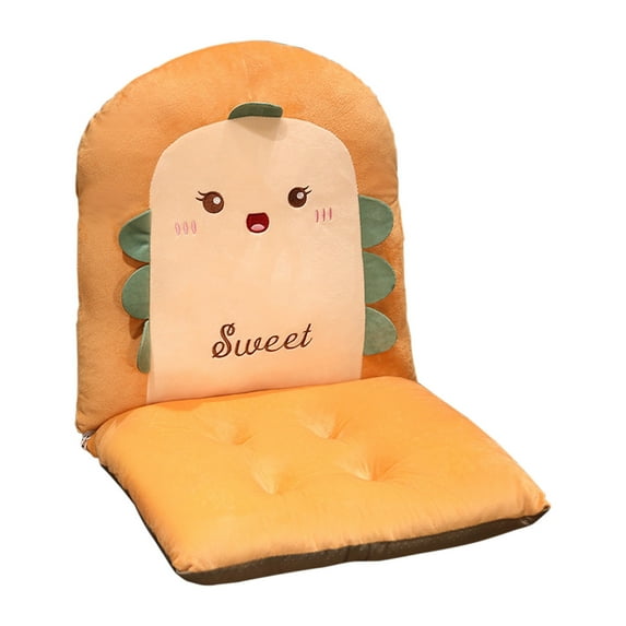 Seat Cushion with Backrest - Soft Polyester Linen Blend, Thick Padding, Chair Ties; for Dining, Office or Computer Chairs; Also Use as Sofa or Floor Cushion