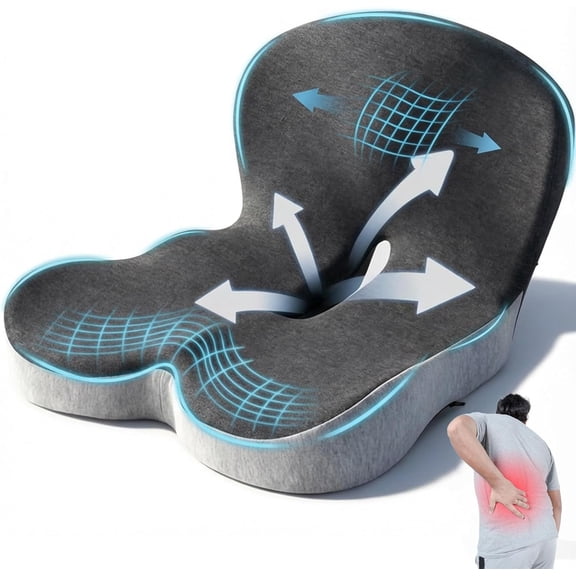 Seat Cushion for Car Chair Memorys Foam Lumbar Support for Long Sitting, Ergonomic Memory Foam Driving Seat Cushions for Semi Truck Bus Driver Trucker, Non Slip Office Chair Cushion