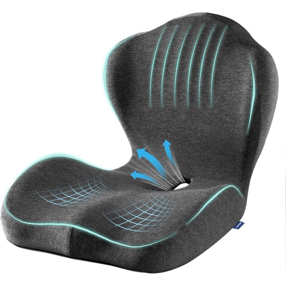 Seat Cushion for Car Truck Driver, Memory Foam Seat Cushion with Adjustable Strap,Ergonomic Lumbar/Back Support & Sciatica Relief for Long Drives, Orthopedic Cushion for Office Chair, Car, Semi Truck