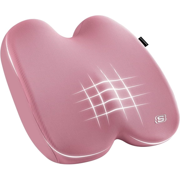 Seat Cushion, Ergonomic Memory Foam Cushion for Long Sitting Hours on Office & Home Chair, Car Seat Cushion for Sciatica, Coccyx Cushion,Pink