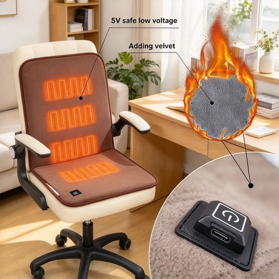 Seat Cushion Fast Heating Design Heated Chair Pad, USB Power Cord ...