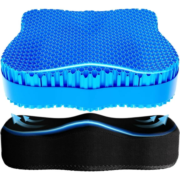 Seat Cushion, Gel Wheelchair Seat Cushion Chair Pad Cushion, Relieve Sciatica, Back, Coccyx, Pressure Sore and Ulcer Pain, Wheelchair Accessories with Waterproof Mesh Fabric