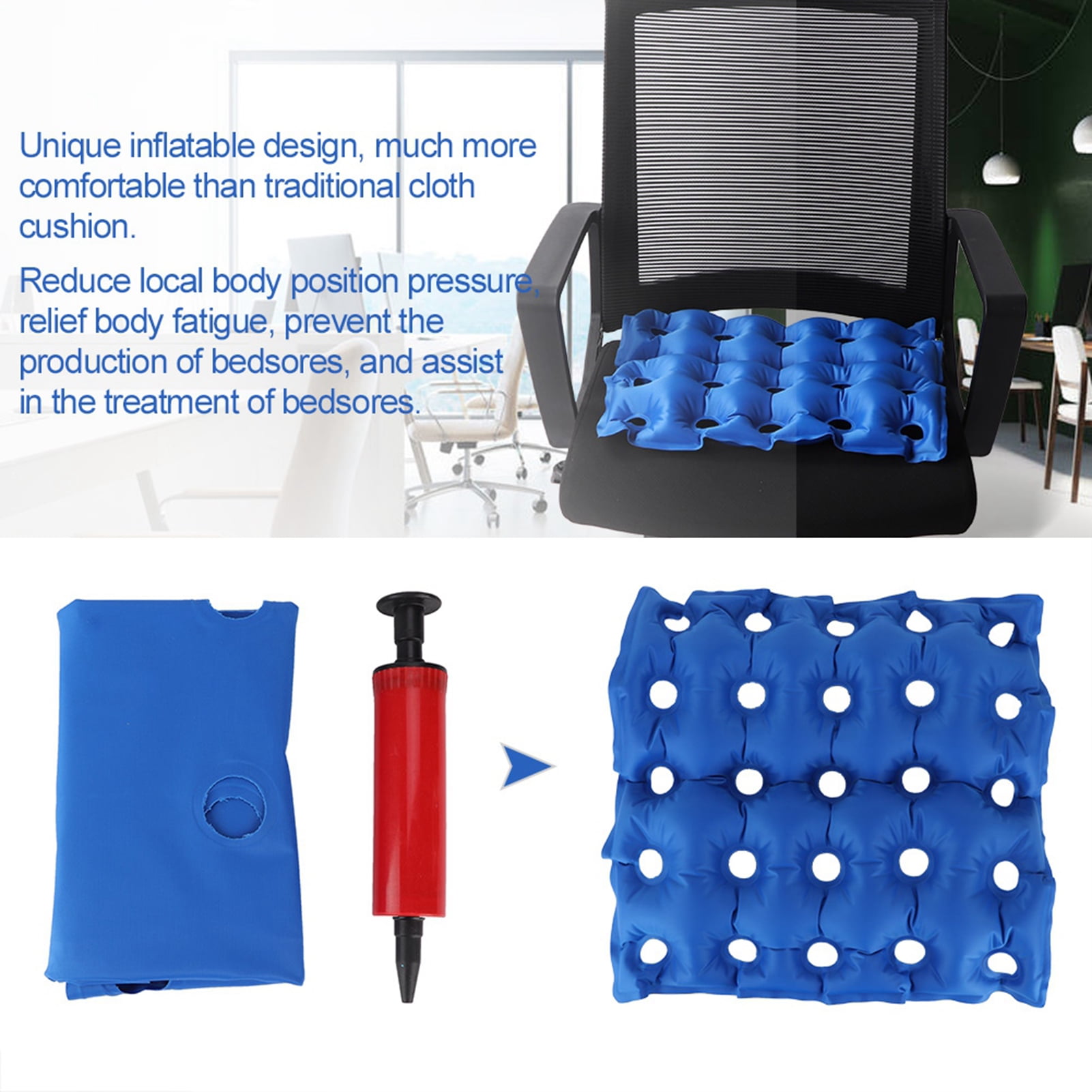Seat Cushion, Inflatable Office Seat Cushion Hip Support Prevent Decubitus Elderly Wheelchair