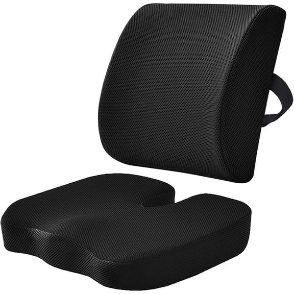 Seat Cushion & Lumbar Support Pillow for Office Chair, Car Seat Wheelchair Travel, Reduce Tailbone Pressure for Lower Back, Tailbone, Sciatica, Hip Pain Relief