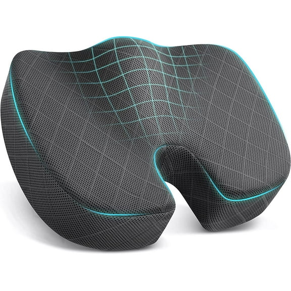 Seat Cushion - Memory Foam Cushion for Office Chair, Car Seat, Airplane, Bleacher - Sciatica & Hip & Coccyx Pain Relief Desk Chair Cushion for Long Sitting Office Workers, Car Drivers