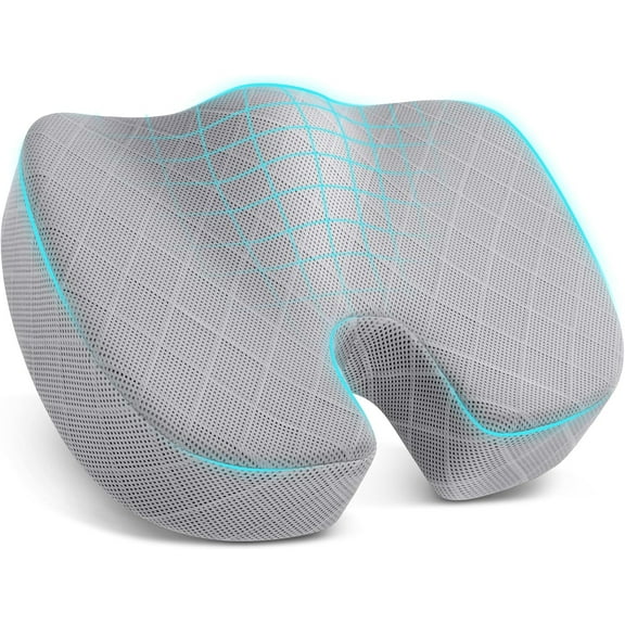 Seat Cushion - Memory Foam Cushion for Office Chair, Car Seat, Airplane, Bleacher - Sciatica & Hip & Coccyx Pain Relief Desk Chair Cushion for Long Sitting Office Workers, Car Drivers