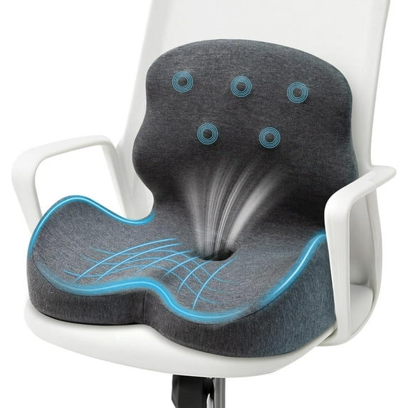 Seat Cushion - Memory Foam Cushion for Office Chair, Lumbar Support Pillow One Piece, for Sciatica & Tailbone Pressure Relief Coccyx Pad for Long Sitting Office Chair, Wheelchair, Home, Office