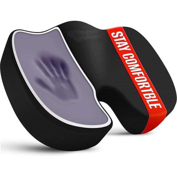 Seat Cushion, Non-Slip Chair Pad, Ergonomic Memory Foam, for Office Chair, Car Seat, Airplane, Bleacher & Wheelchair, Office Desk Accessories for Back/Tailbone/Sciatica Pain Relief (Black)