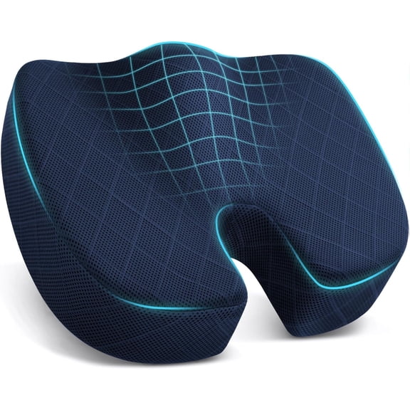 Seat Cushion - for Office Chair, Car Seat, Airplane, Bleacher - Sciatica & Coccyx Pain Relief Desk Chair Cushion for Long Sitting Office Workers, Car Drivers(Blue, XX-Large)