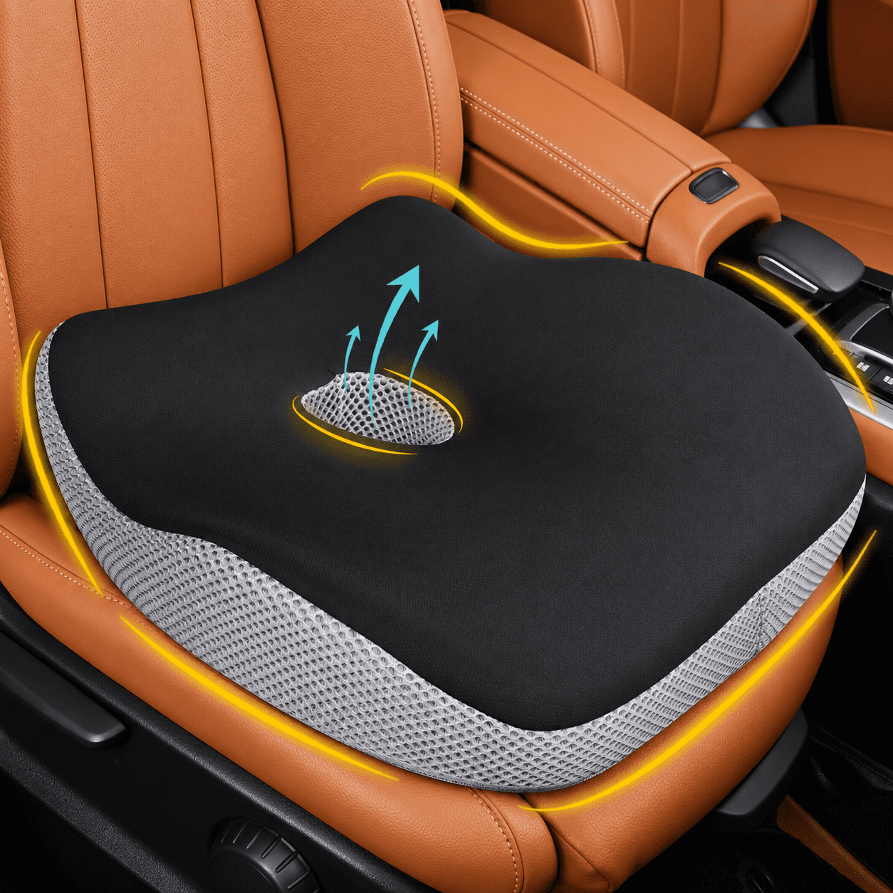 QUTOOL Car Seat Cushion for Driving, Memory Foam Driver Seat Cushion with Coccyx Cutout, Height-Boosting Car Seat Pad for Long Drivers, Car, Truck, SUV & Office