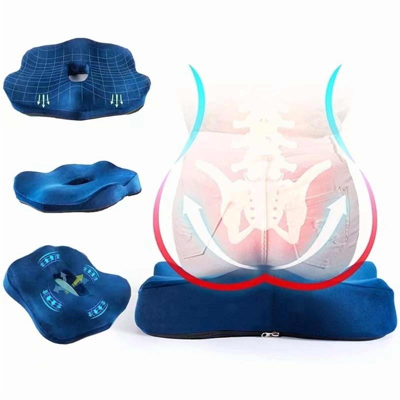 Seat Cushion for Office Chair - Completely Wraps The Hips - Memory Foam Donut Cushion for Tailbone, Sciatica, Hemorrhoid, Coccyx Pain Relief - Perfect for Car, Wheelchair, Truck Drivers