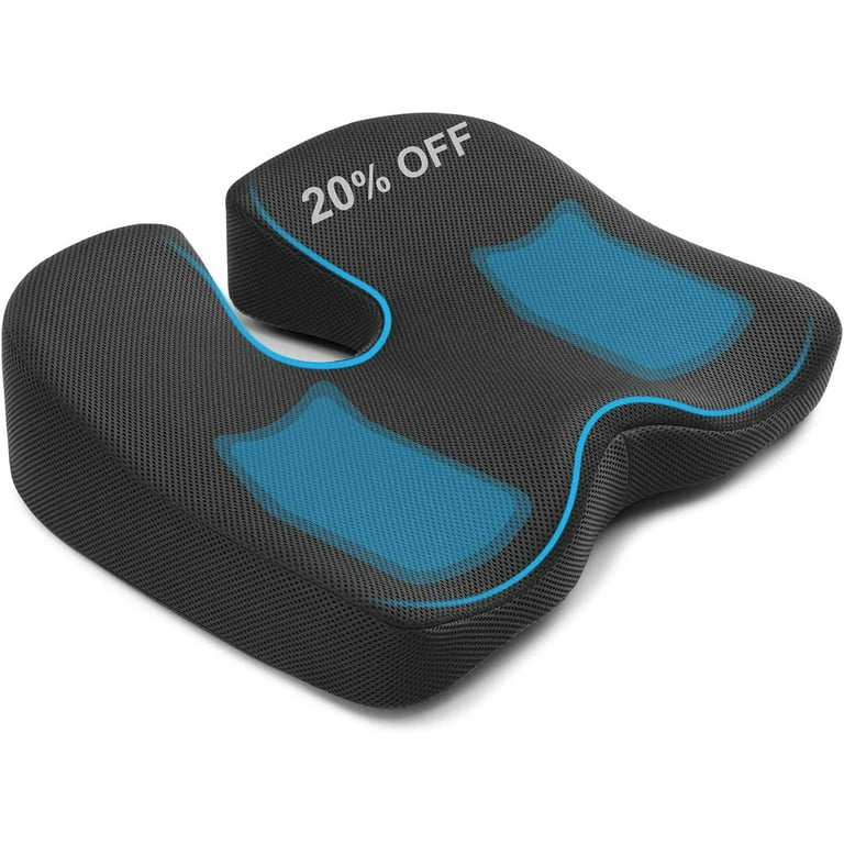 TOP COMFORT Orthopedic Patented Seat Cushion, Develop & Designed by Doctor  for Sciatica, Coccyx, Back & Tailbone Pressure & Pain Relief Memory Foam 