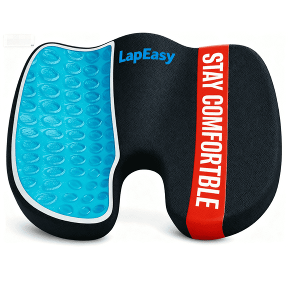 Seat Cushion for Office Chairs, Car, Wheelchair, Extra Large Desk Chair Cushion for Back Pain Tailbone Pain Relief, Cooling Gel Enhanced Memory Foam Office Chair Seat Cushion for Long Sitting