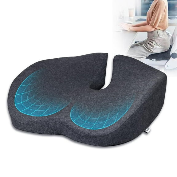 Seat Cushion for Office Chairs - Tailbone & Sciatica & Hip & Coccyx & Low Back Pain Relief Pillow - Memory Foam Pressure Relief Cushion for Long Sitting for Gaming, Compute, Desk Chair, Car Seat