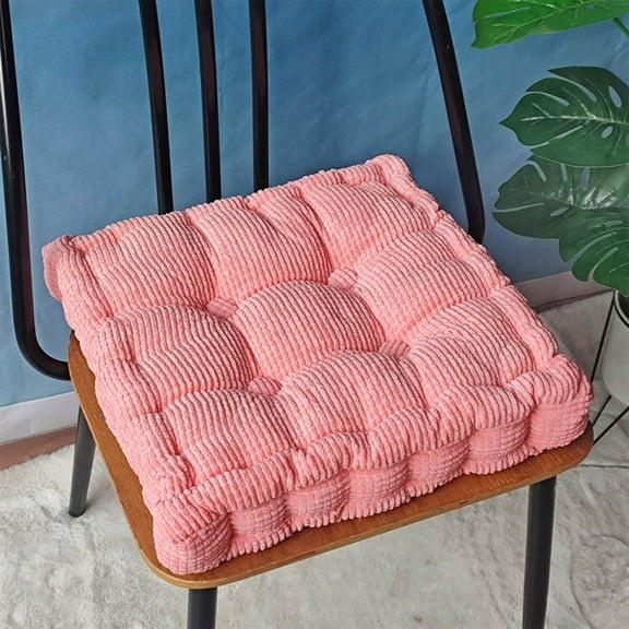 Seat Cushion,Outdoor Floor Cushions,AZXY 14x14in Square Chair Cushions for Dining Chairs,Corduroy Thicken Meditation Seat Cushions for Kitchen Chairs Yoga Tatami Patio Indoor Outdoor Deep-Seat,Pink