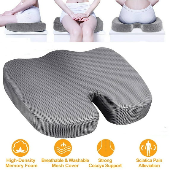 Seat Cushion Pillow Memory Foam Orthopedic Seat Pad for Long Sitting & Tailbone Pain Relief