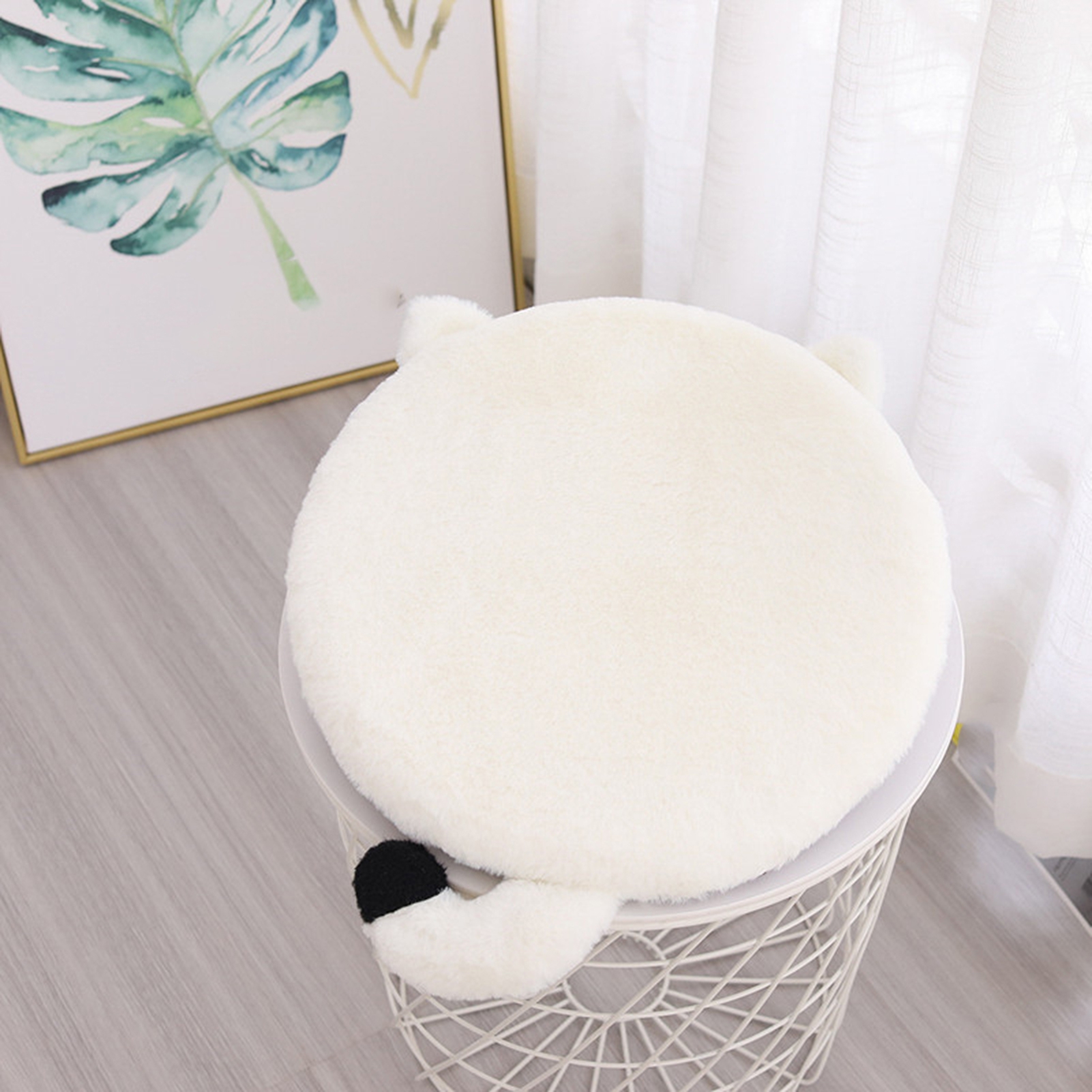 Seat Cushion Round Shape Cat Design Memory Foam for Long Sitting Hour on Office Chair Non-Slip Chair Pad for Relieving Back Sciatica -D