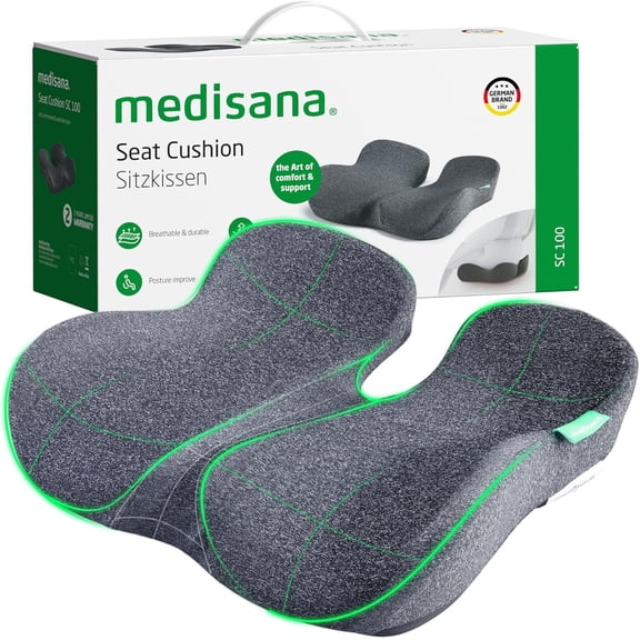Seat Cushion, SC 100 Seat Cushions for Office Chairs, Car Seat, Wheelchair - Sciatica & Tailbone & Coccyx Pain Relief Pillow for Driver Sedentary, Gift for Women Men(Size:18*14.6*3.54in-Grey)
