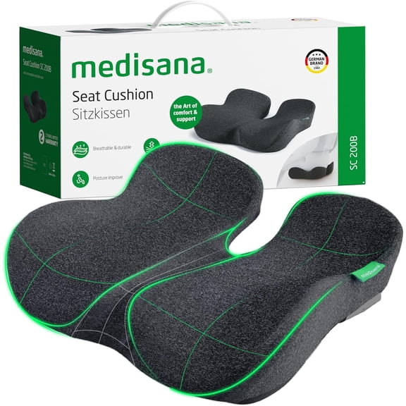 Seat Cushion, SC 200B Seat Cushions for Office Chairs, Car Seat, Wheelchair - Sciatica & Tailbone & Coccyx Pain Relief Pillow for Driver Sedentary PeopleSize:22.8 * 16.5 * 4.3 in-Black