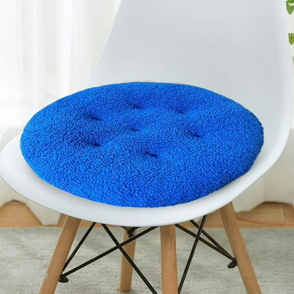 Seat Cushion - Soft Fart Pad Prolonged Sitting Furry Short Hair Velvet Cushion Chair Circular Floor Pad for Home, 15.7 x 15.7 in, (Blue), Ccwuwei