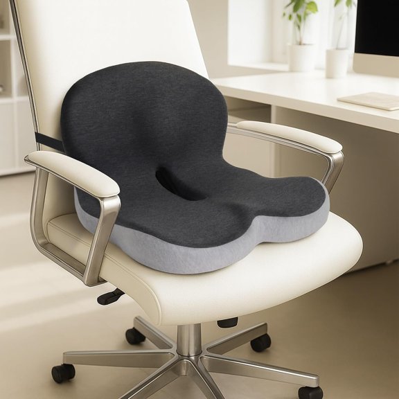 Seat Cushion and  Support Pillow with Fixing Strap, Larger Memory  Seat Cushion,  L-Shaped Design Cushion for  , Non-Slip Driving Cushion for , Office, ,