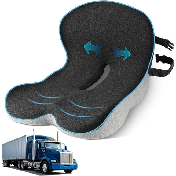 Seat Cushion for Truck Driver, Memory Foam Truck Seat Cushion with L-Shaped Ergonomic Design, Lumbar Support Pillow & Tailbone Pain Relief for Long Driving, Semi Truck Accessories
