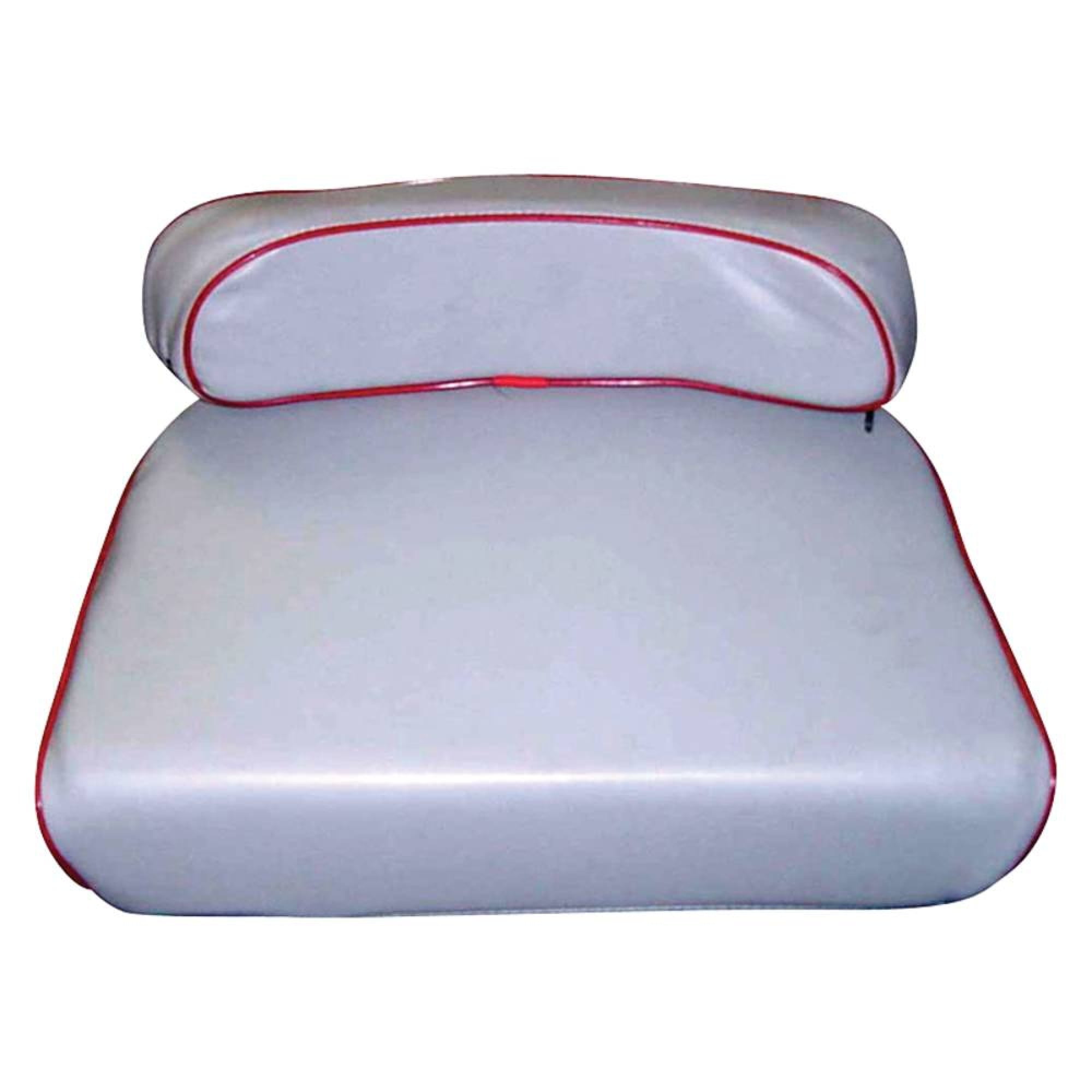 Gray and Red Tractor Seat Cushion with Backrest