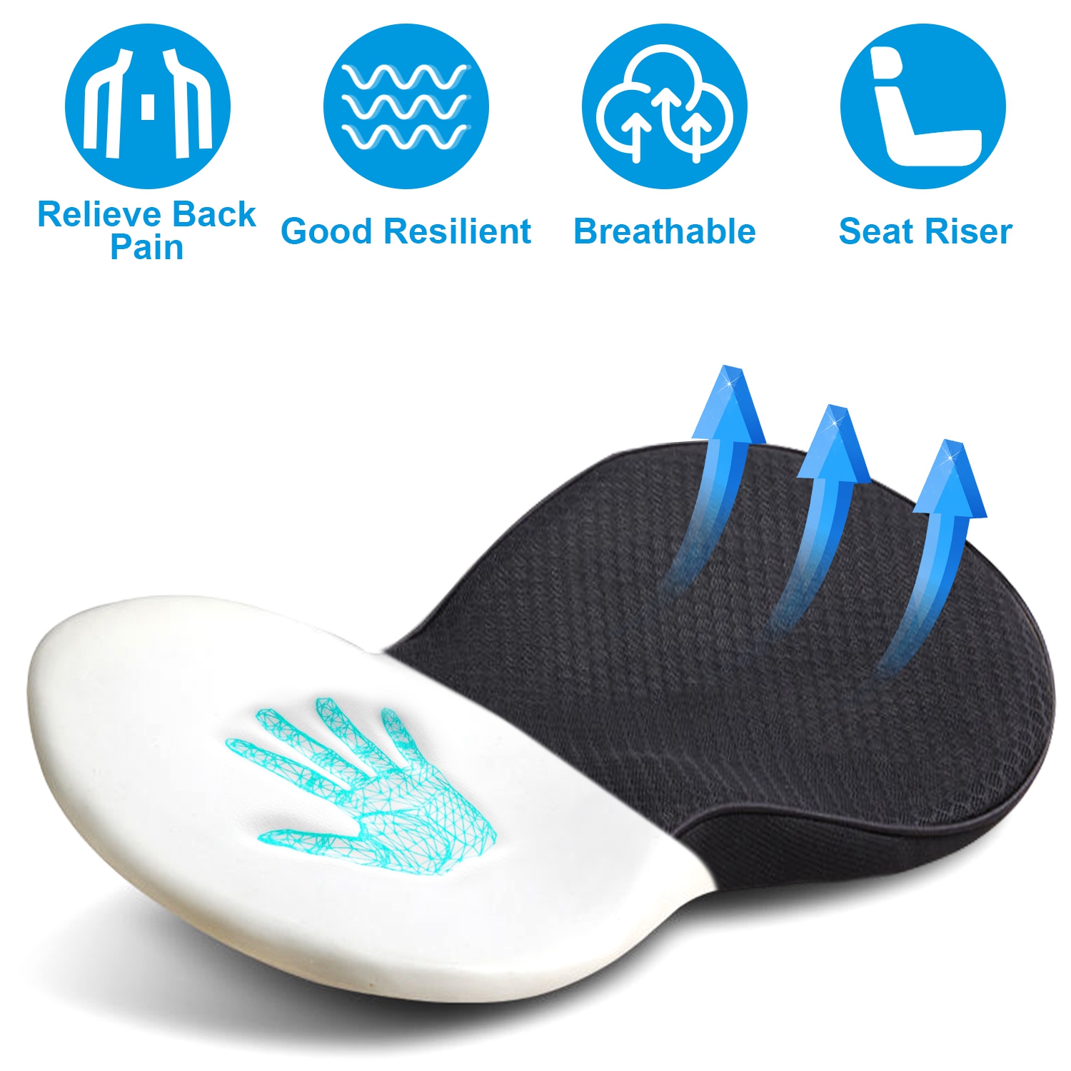 Seat Cushion, iMounTEK Office Chair Cushions Memory Foam Pad for All-Day Sitting Comfort - Ergonomic Coccyx, Back, Tailbone Pain Relief Pad Pillow Support for Car Seat, Desk Chair - image 1 of 9