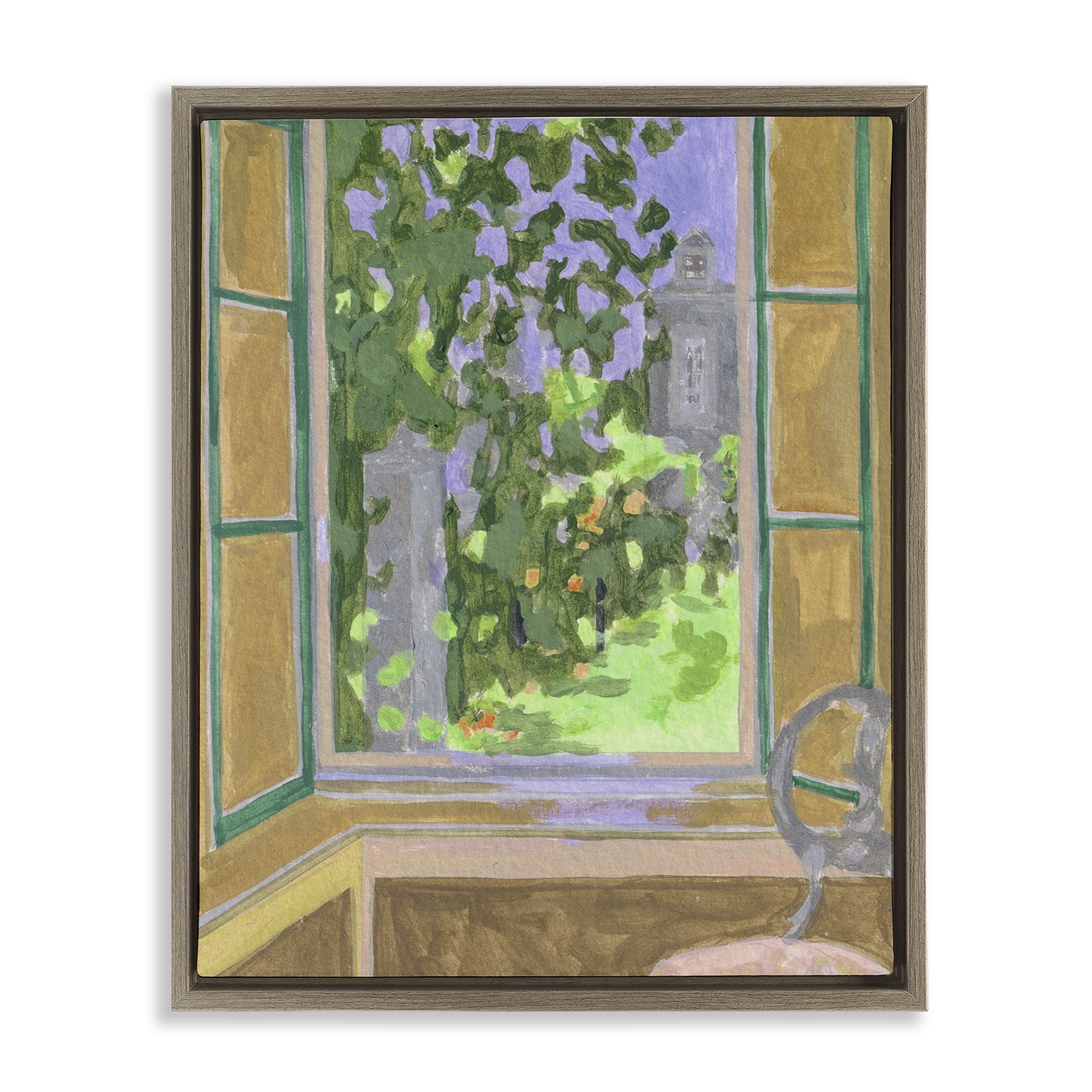 Seat For Spring Expression Brown Framed Floater Canvas Wall Art, design by Melissa Wang