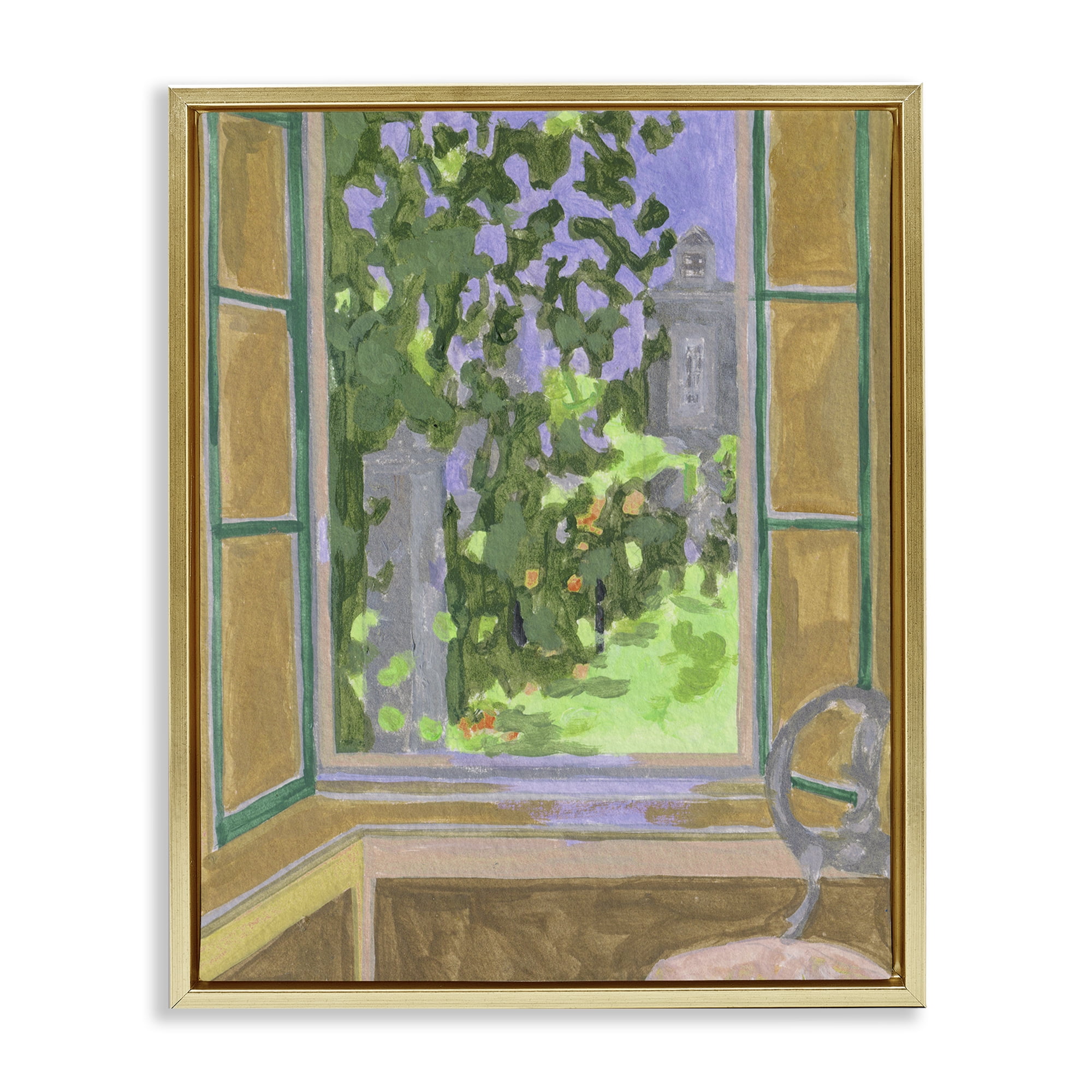 Seat For Spring Expression Gold Framed Floater Canvas Wall Art, design by Melissa Wang
