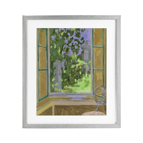 Seat For Spring Expression Gray Framed Print Under Glass, design by Melissa Wang