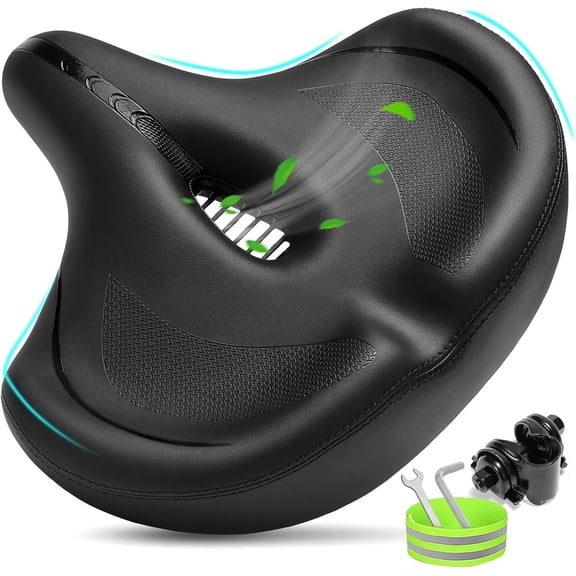 Seat for Men & Women Comfort, Extra Wide Seat Cushion, Comfortable Soft Padded, Large Replacement Saddle for Peloton, Stationary Exercise , Cruiser, City , Ebike