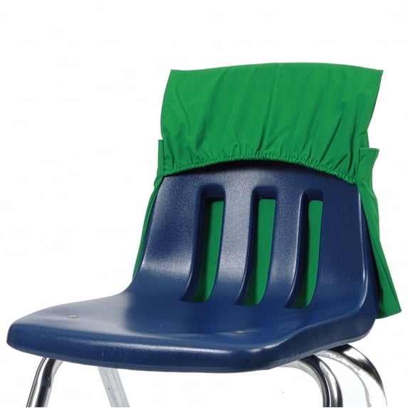 Seat Sack Elastic Student Chair Storage Pocket - Fits 12"-17" Seats, Stretch Over-the-Chair Storage for Student Desk Organization, Green, 10-PK