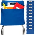 thumbnail image 1 of Seat Sack Student Chair Storage Pocket - 12", Single Pocket, Classroom Organizer for Student Desks, Durable Over-the-Chair Storage, Blue, 10-Pack, 1 of 9