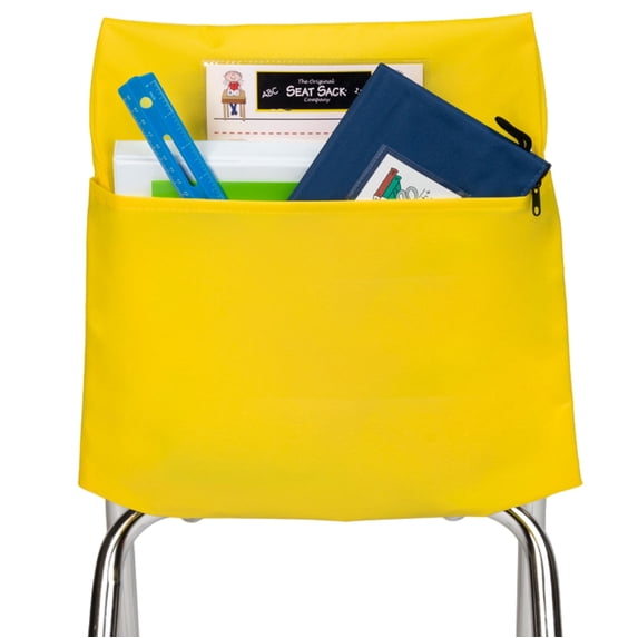 Seat Sack Student Chair Storage Pocket - 12", Single Pocket, Classroom Organizer for Student Desks, Durable Over-the-Chair Storage, Yellow, 1-Pack