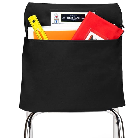 Seat Sack Student Chair Storage Pocket - 17", Single Pocket, Classroom Organizer for Student Desks, Durable Over-the-Chair Storage, Black, 1-Pack