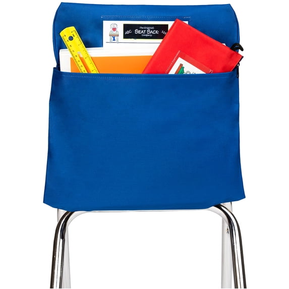 Seat Sack Student Chair Storage Pocket - 17", Single Pocket, Classroom Organizer for Student Desks, Durable Over-the-Chair Storage, Blue, 1-Pack