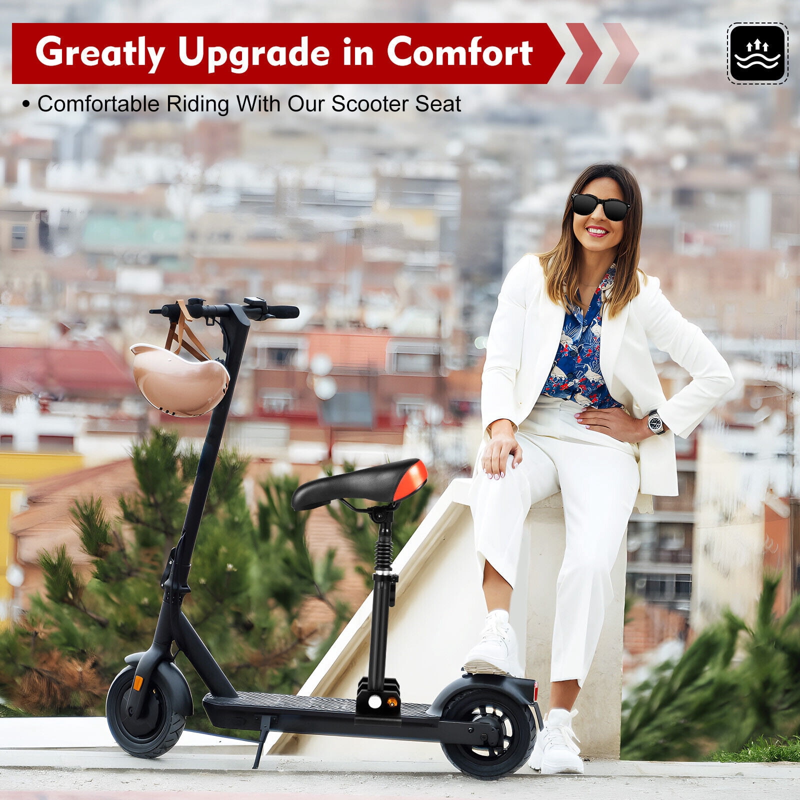 Seat Saddle for Electric Scooter Adjustable Height Support Rod Frame 9 ...