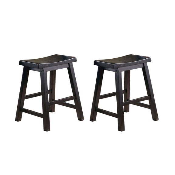 Seat Stools Set of 2, 18 Inch Black Bar Stools, Solid Wood Counter Height Stools for Kitchen, Dining, Home Furniture