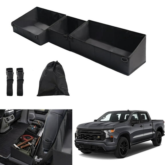 Under Seat Storage Box for 2019-2023 Chevy Silverado 1500/GMC Sierra 1500 2020-2023 2500 3500 Double Cab & Crew Cab Chevy Silverado Pickup Accessory, Black