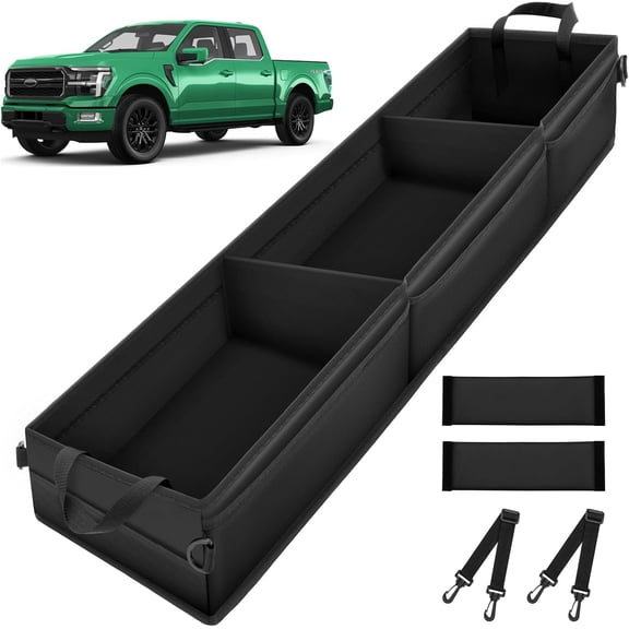Under Seat Storage Box Organizer with 3 Detachable Dividers, Compatible with 2015-2026 Ford F150 SuperCrew Cab & Crew Cab, Fits 2017-2024 F250 F350 F450 F550 Super Duty Underseat Storage