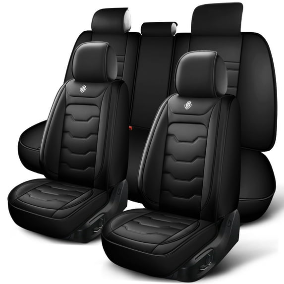 Seat covers suitable for Nissan ROGUE 2014, 5-seater vehicles. Universal type with uniform dimensions, made of waterproof artificial leather, featuring comfort and durability.
