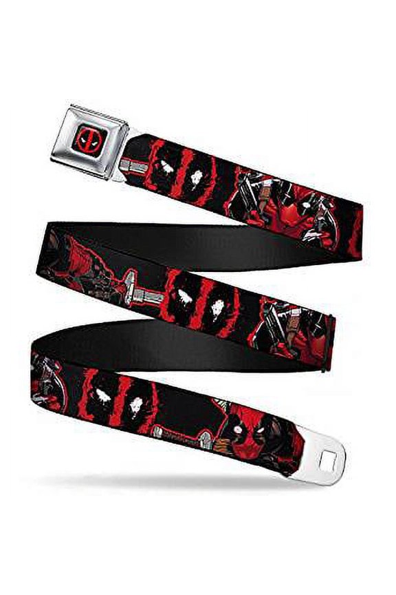 Seatbelt Belt - Marvel - Deadpool V.7 Adj 24-38' Mesh New dpa-wdp031