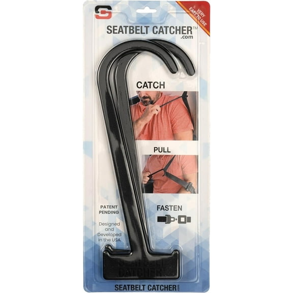 Seatbelt Catcher - 2 Pack Seat Belt Reaching Handle Aid for Elderly and People with Mobility Issues Black