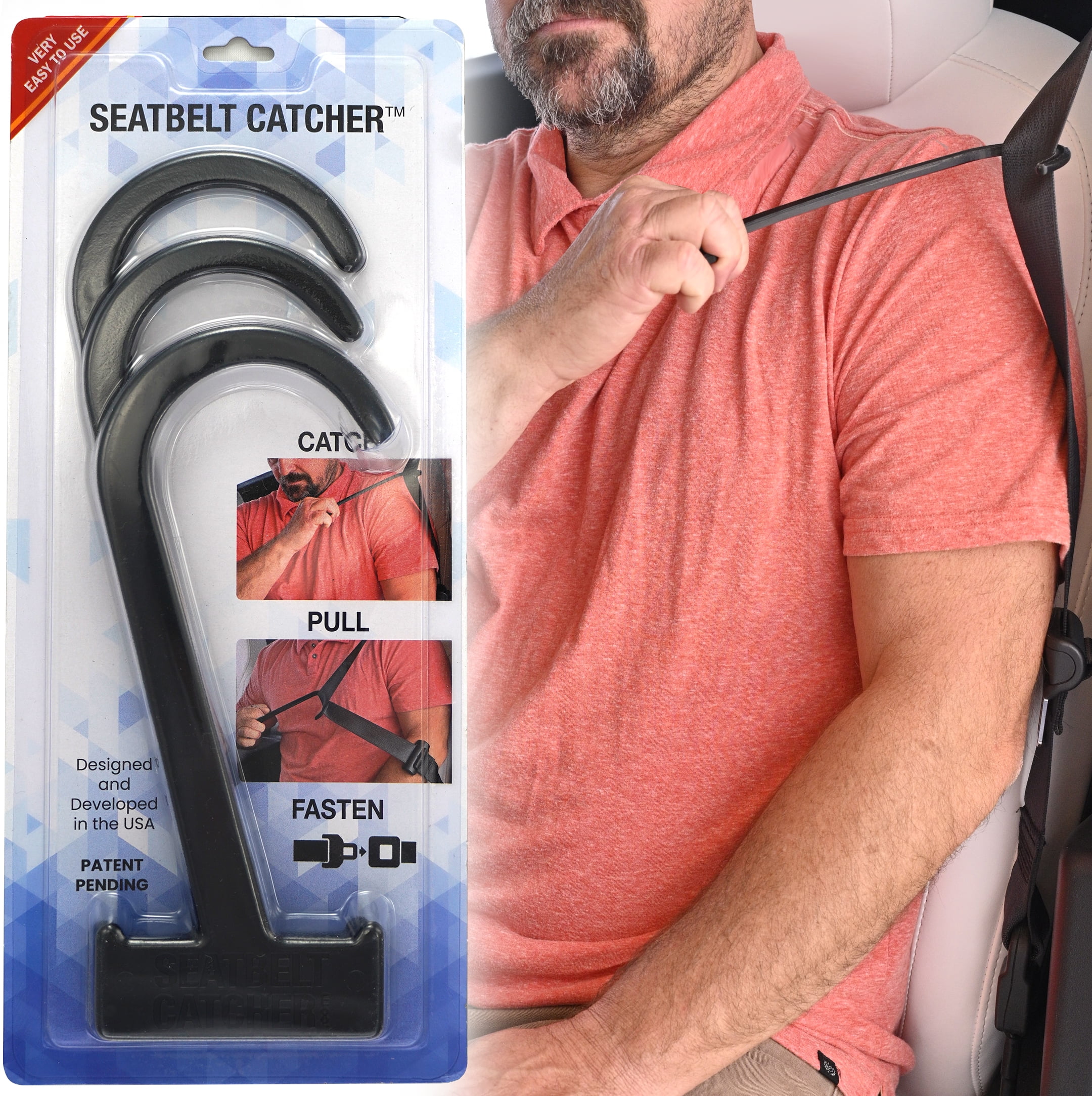 Seatbelt Catcher 3 Pack Grabber and Seat Belt Aid for Elderly and